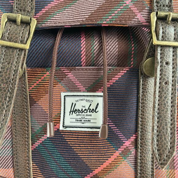Herschel Supply Co. Retreat Mini Backpack Pink Purple Tartan Plaid Check - Picture 5 of 12